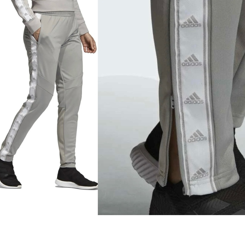 Adidas Light Gray Athletic Pants with White Accents
